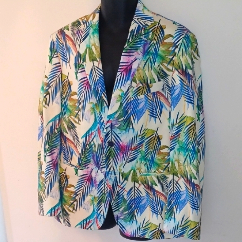 TALLIA Multicolor Leaf Print Blazer, L - Picture 5 of 12